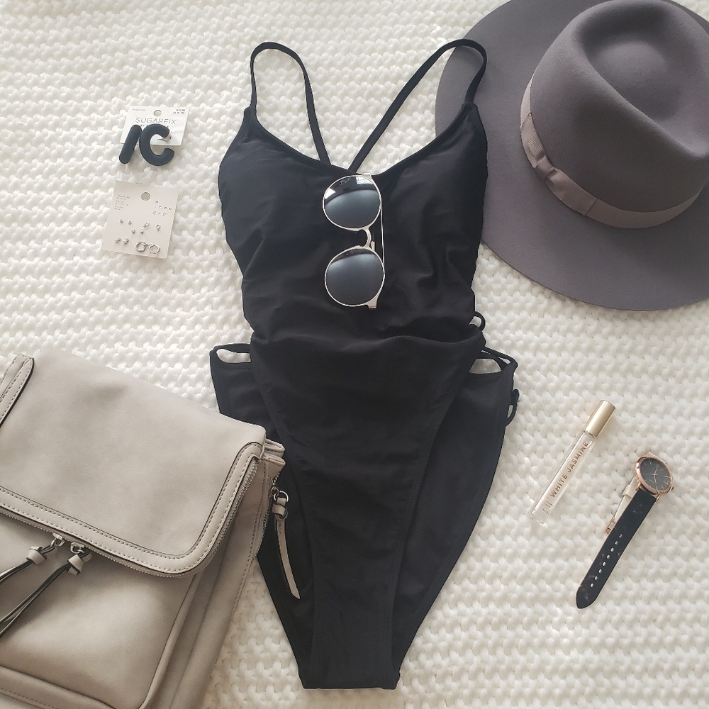 Xhilaration High Cut Lace Up Swim